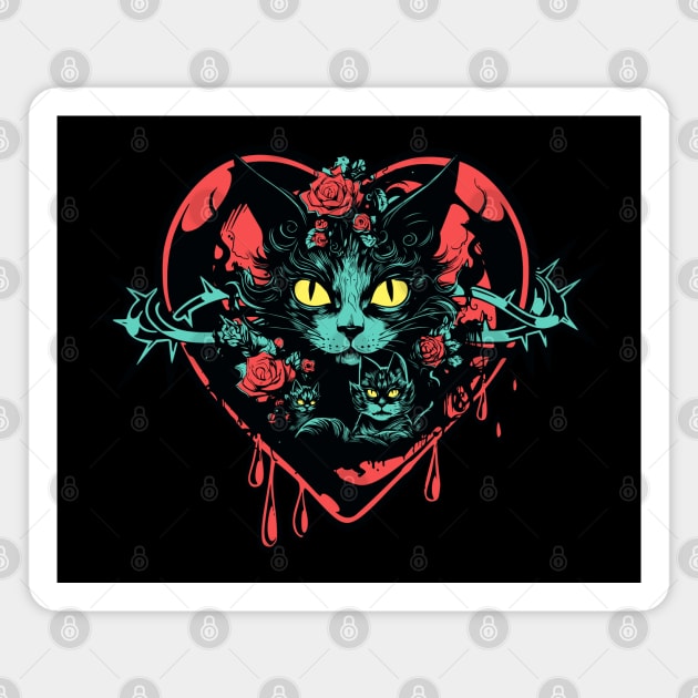 Valentine Spooky Cats and Blood Magnet by HolidayBug